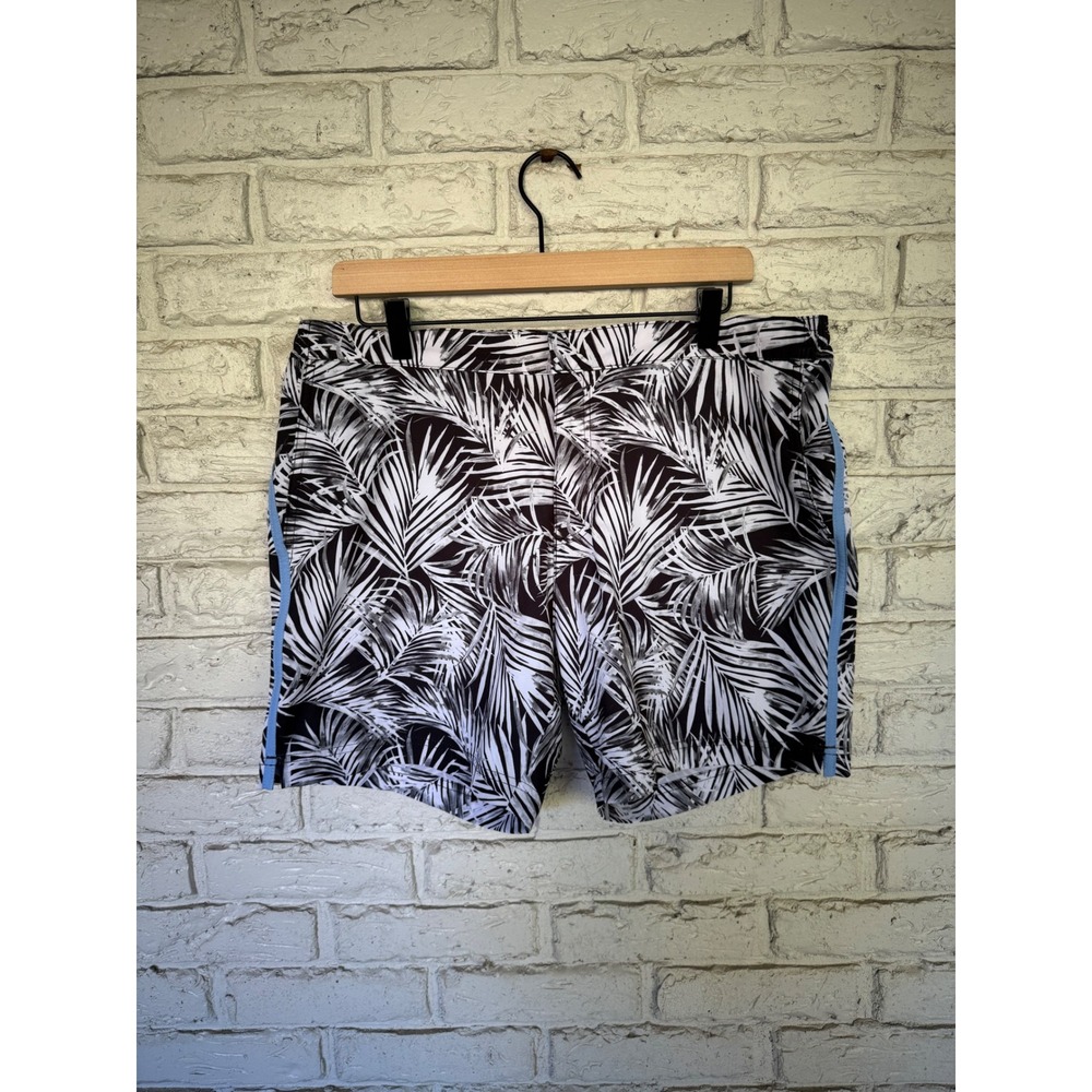 Fair Harbor Sextant Swim Trunks Mens Size 34 Black White Palm Leaf Breezeknit